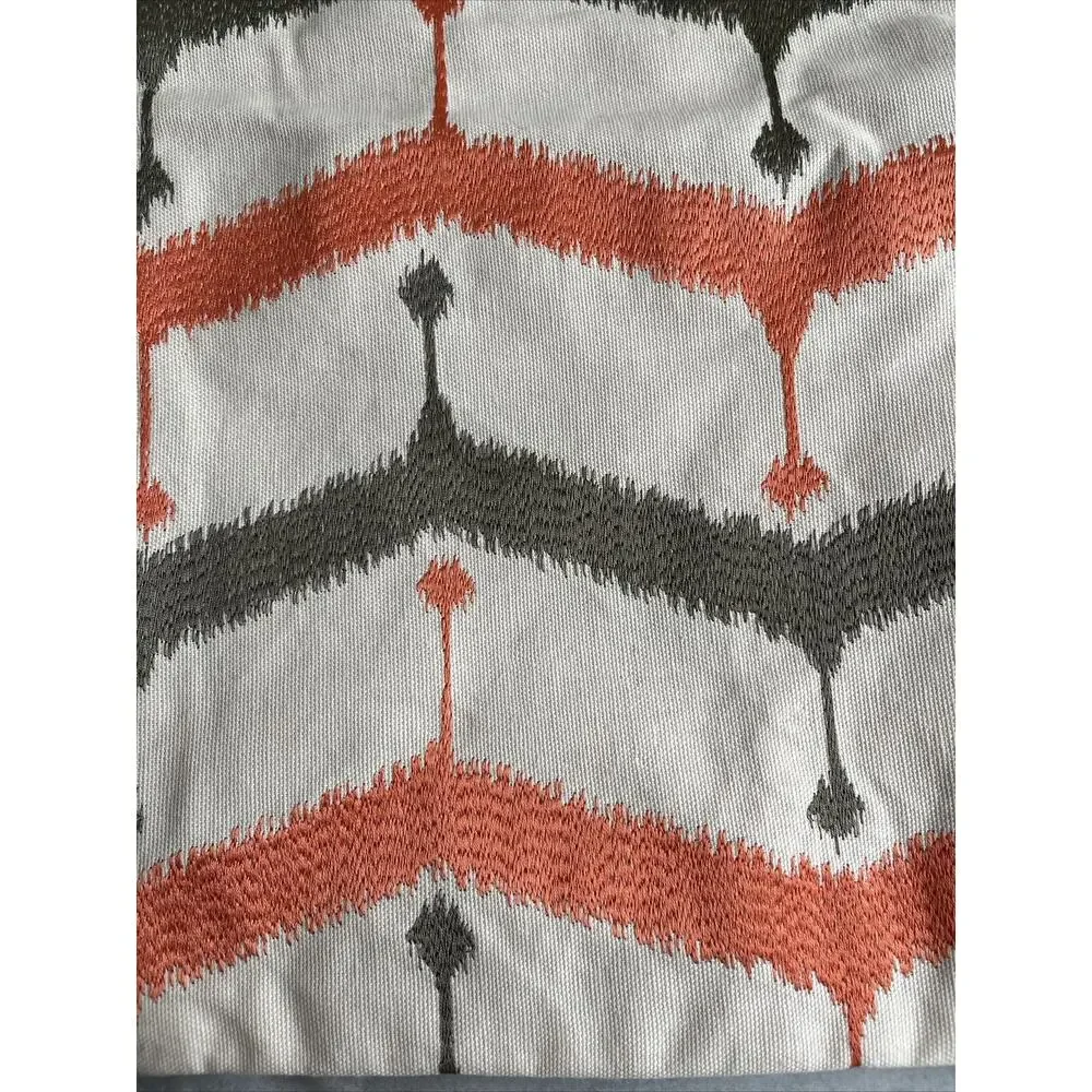 2 West Elm Throw Pillow Covers 20x20 Embroidered Gray Coral Button Back NEW